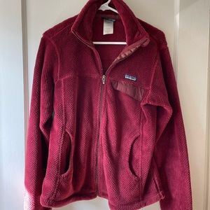 Patagonia maroon fleece zip up jacket, M